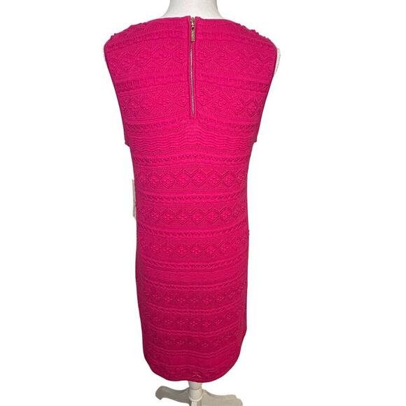 Eliza J NWT hot pink sleeveless crochet knit knee length dress size L - Picture 2 of 9